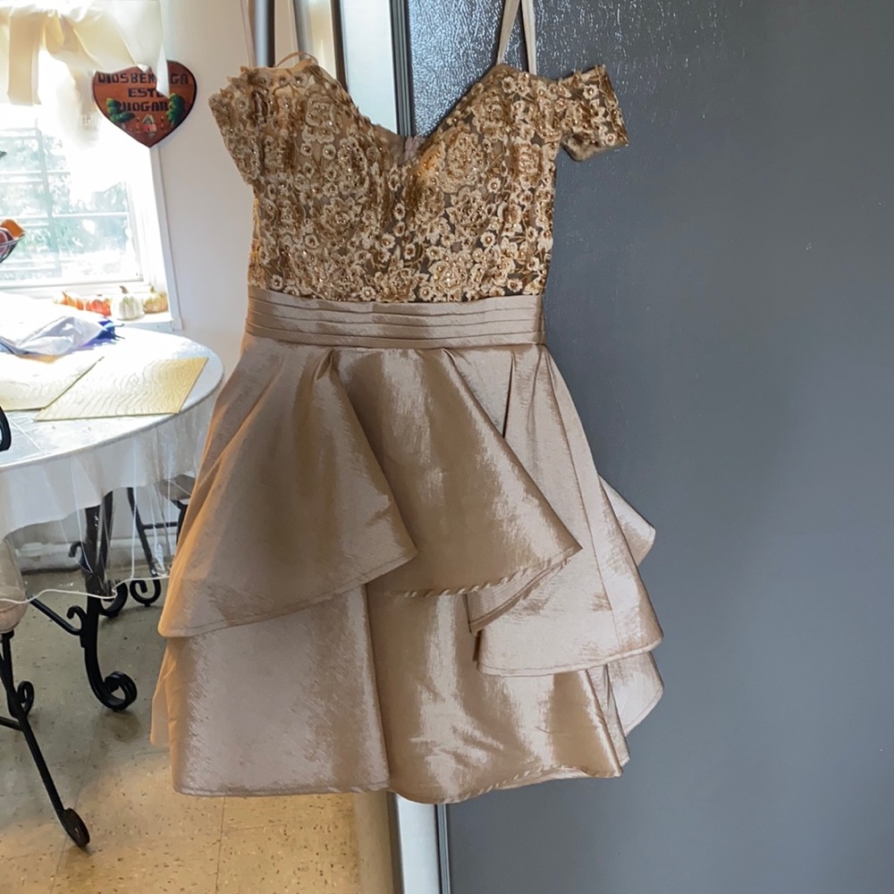Champagne colored prom dress
